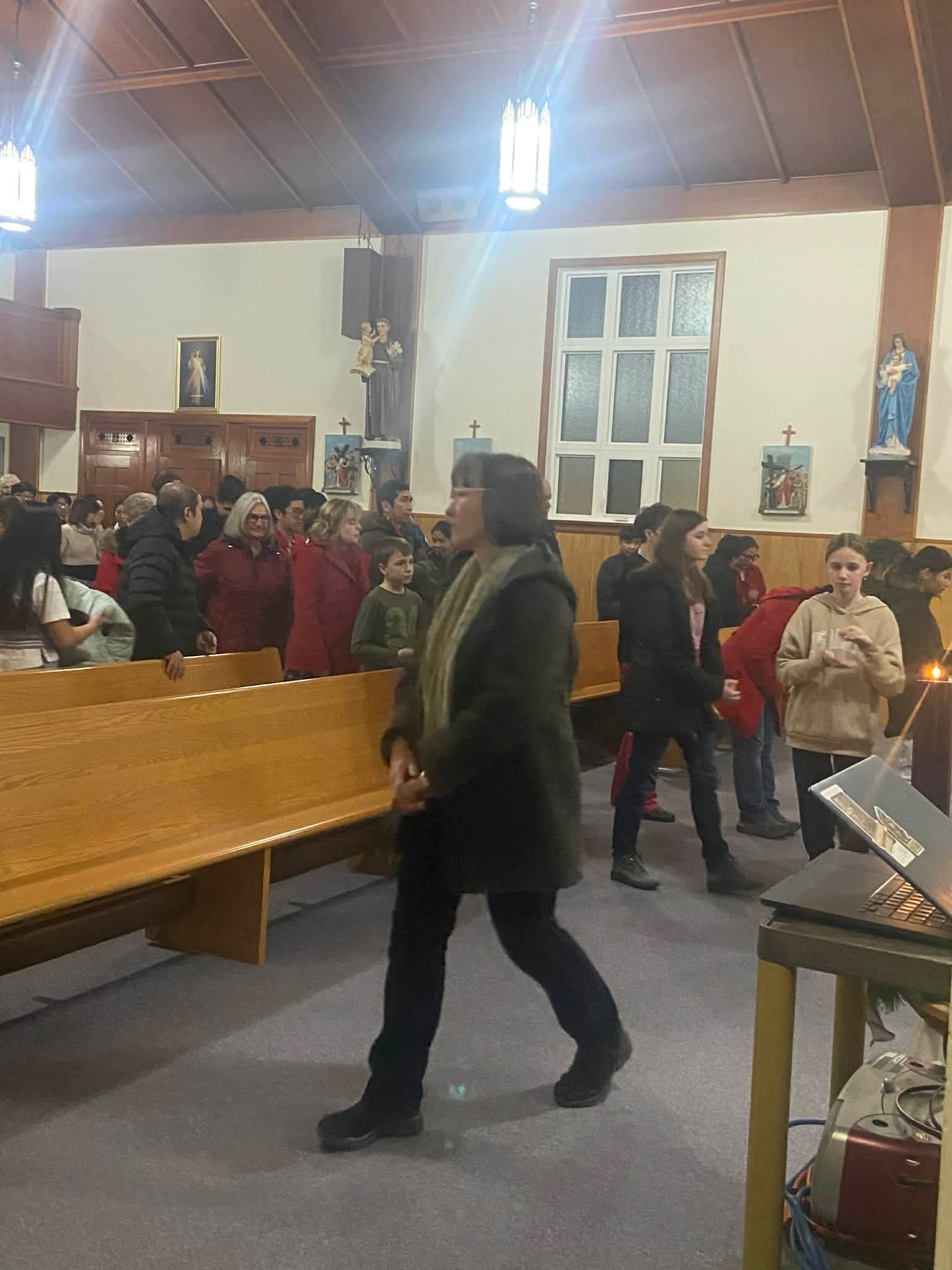 Church exterior and Prairie landscape in Abbey Saskatchewan